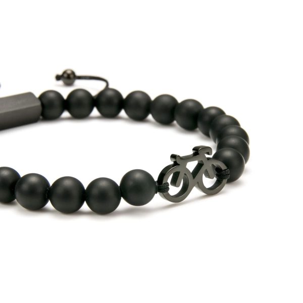 BLACK BIKE BEADED BRACELET